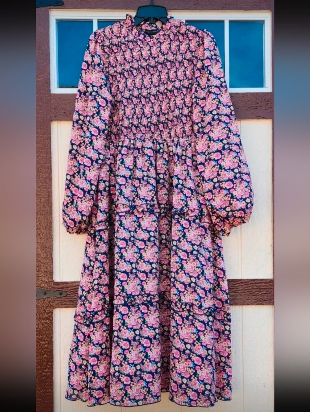 NEW!! Simply Southern Women's Pink Floral Tiered Midi Dress, NWT - Picture 2 of 6